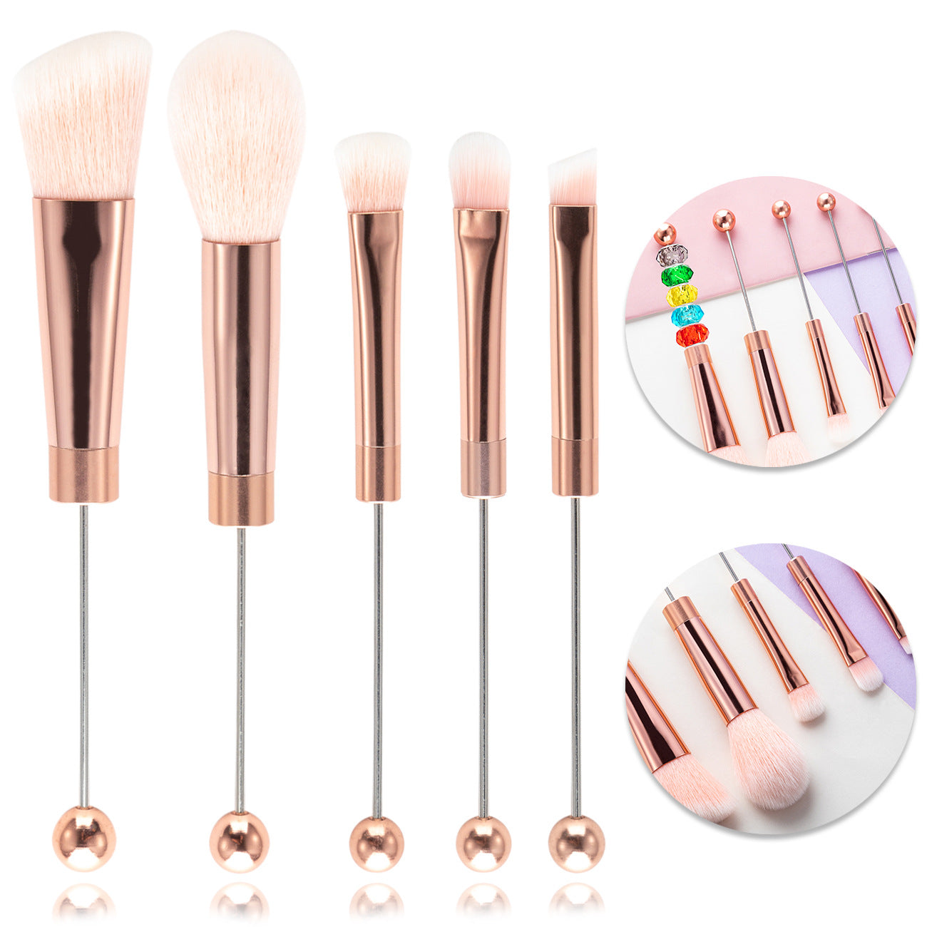 A12 DIY beadable metal handle makeup brush set